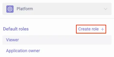 A list of default roles and the Create role button highlighted